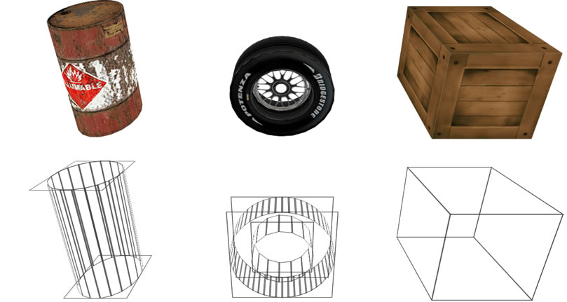 A barrel, wheel and crate
